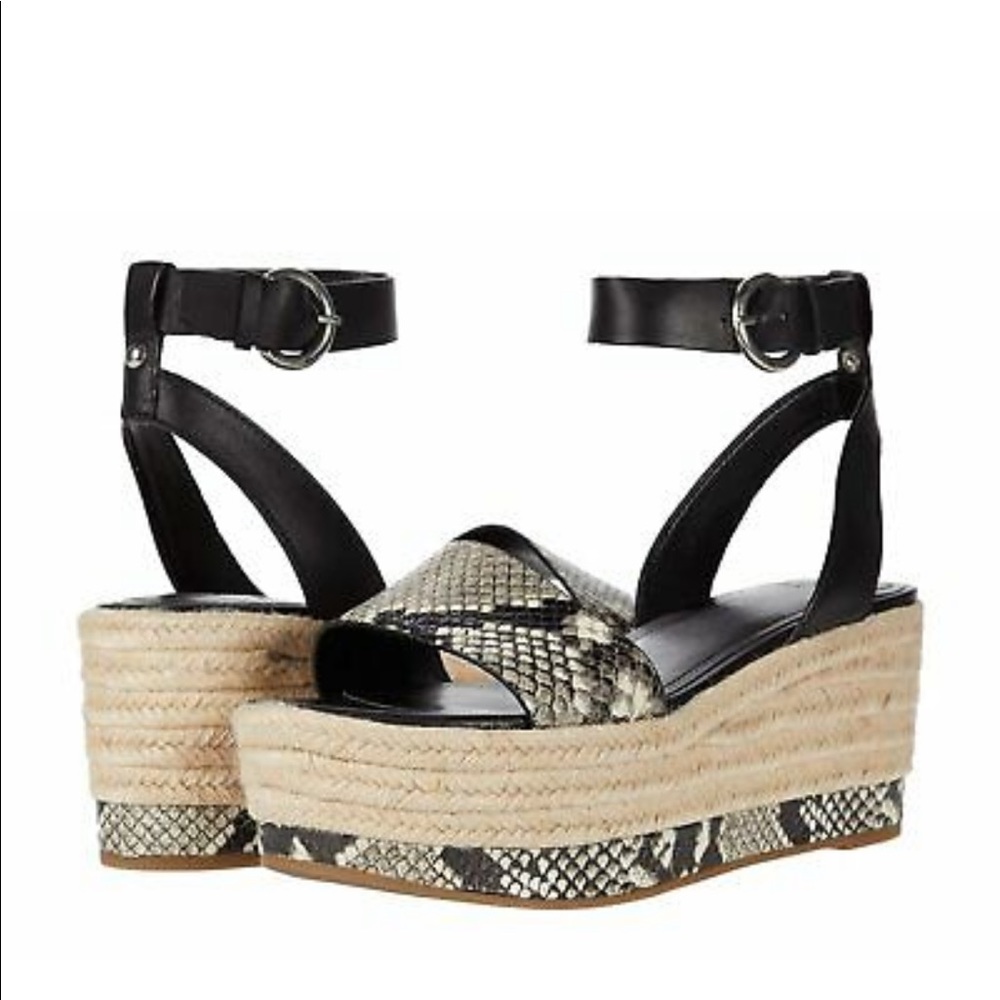 Marc Fisher LTD Black Snake Print Platform Espadrilles